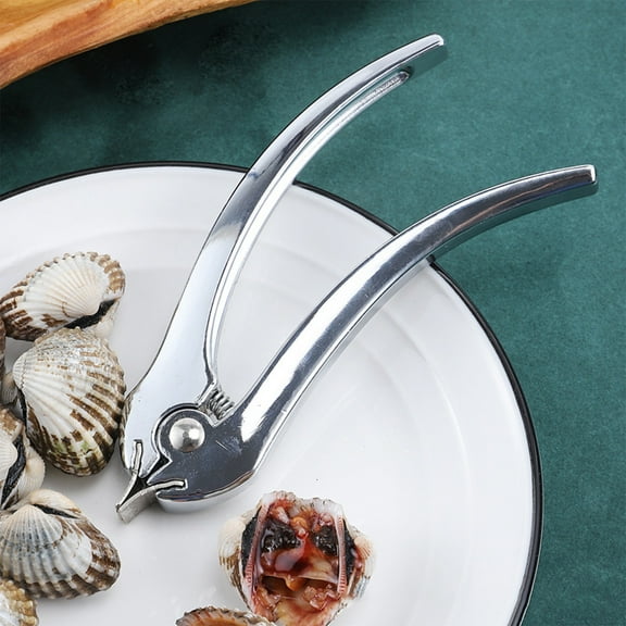 Clam Opener Tool Alloy Silver • One-Handed Clam Shells Opener for Small Shellfish Sand Housing Flower Housing • Durable Non-Slip Handle Kitchen Gadget