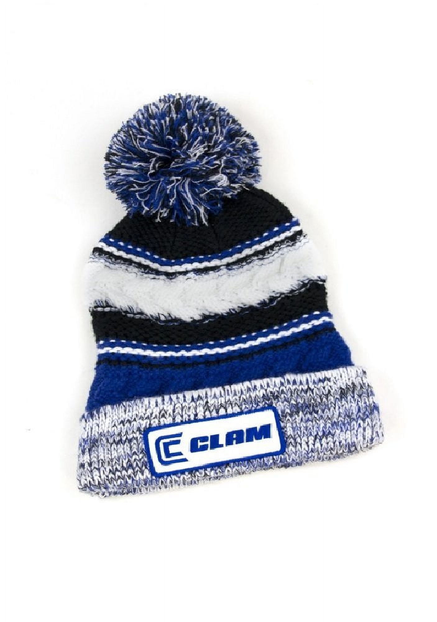 Clam Outdoors Ice Armor Pom Stocking Hat Winter Outdoor Gear, Blue, Unisex,  Adults