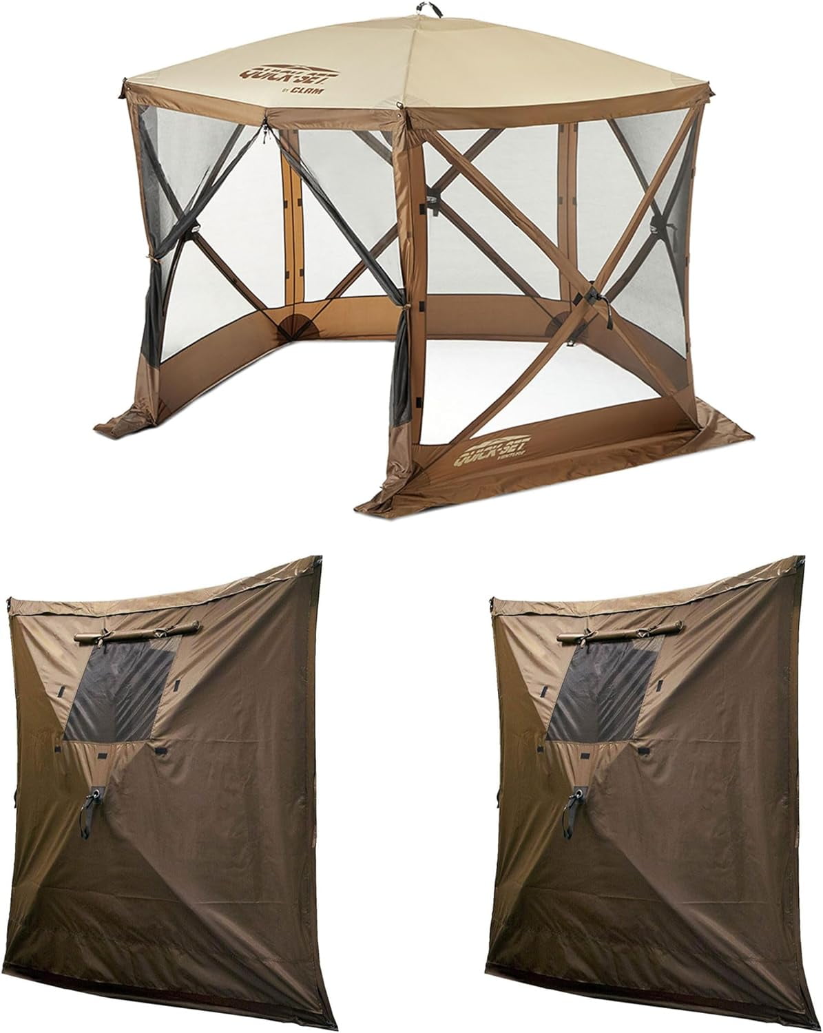 Brown 9'x9' Portable Outdoor Gazebo with Wind Panels