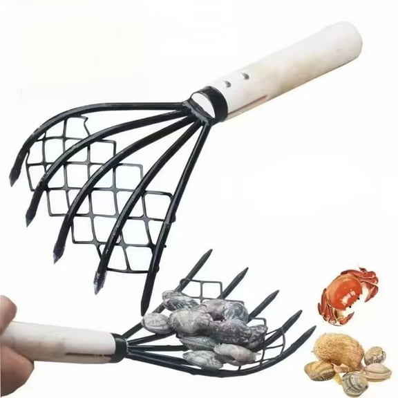 Clam Rake with Net - Beach Clamming Tool - Sand Sifting Rake for Shellfish - Surf Fishing and Foraging Equipment
