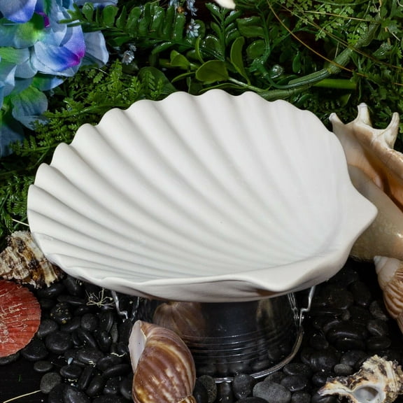 Clam Sea Shell Dish 6.5" IN STOCK Ceramic Bisque Ready To Paint Pottery
