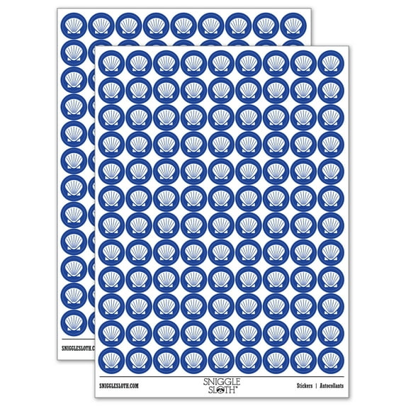 Clam Shell 200+ Round Stickers - Dark Blue - Gloss Finish - 0.50" Size