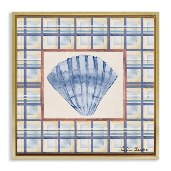 Stupell Industries Clam Shell Treasure Gold Framed Floater Canvas Wall Art, design by Lee Ann Sanders, 18 x 18