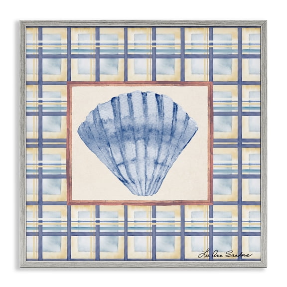 Stupell Industries Clam Shell Treasure Gray Framed Giclee Art, design by Lee Ann Sanders, 12 x 12