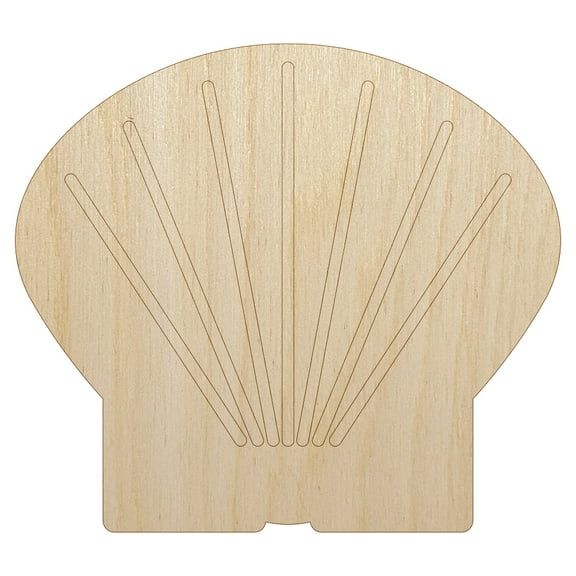 Clam Shell Wood Shape Unfinished Piece Cutout Craft DIY Projects - 4.70 Inch Size - 1/8 Inch Thick