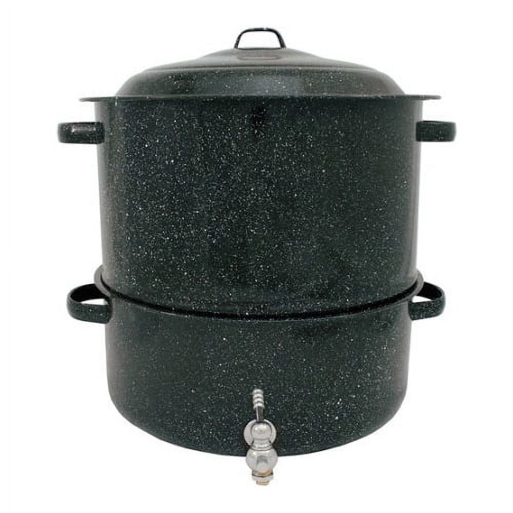 Clam Steamer With Faucet, Black Ceramic/Steel, 19-Qts.