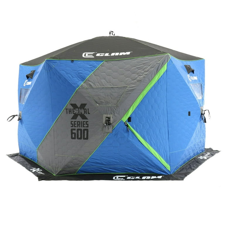 Clam X600 Insulated 5-7 Person Portable Pop Up Ice Fishing Shelter