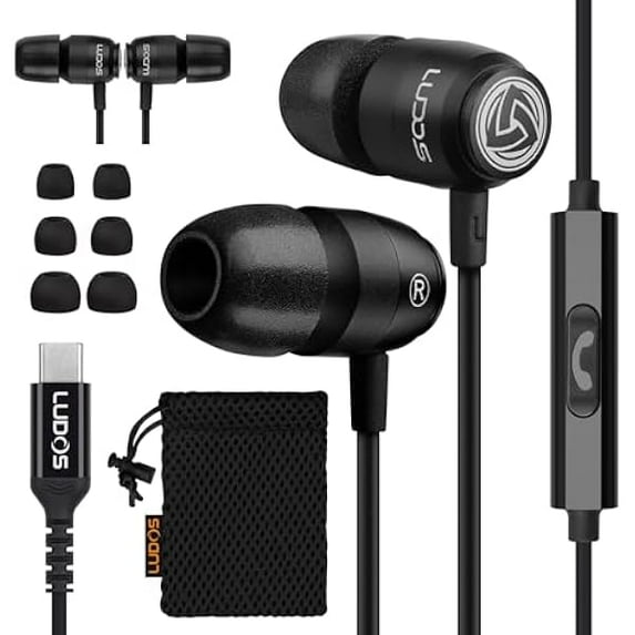 Clamor 2 PRO USB C Headphones, 5 Years Warranty, Magnetic USB-C Earbuds for iPhone 15 Pro Max Plus Samsung Galaxy S23 Ultra S22 S21 FE S20 Z Flip 3 Fold 4 A53 A54, USB Type C Earphones for iPad