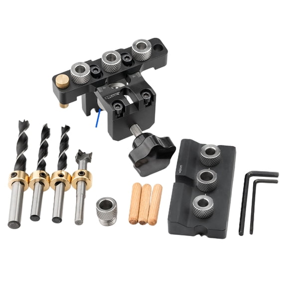 Clamp 3 in 1 Woodworking Dowelling Jig Adjustable Drilling Guide Puncher Locator Hole Opener Carpentry Tools