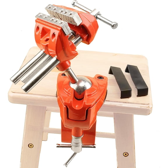 Clamp Bench Vise, Small Table Vise for Woodworking, Heavy Duty Clamp Vise for Workbench DIY Projects, Swivel Base, 360 Degree Rotating, Post Universal
