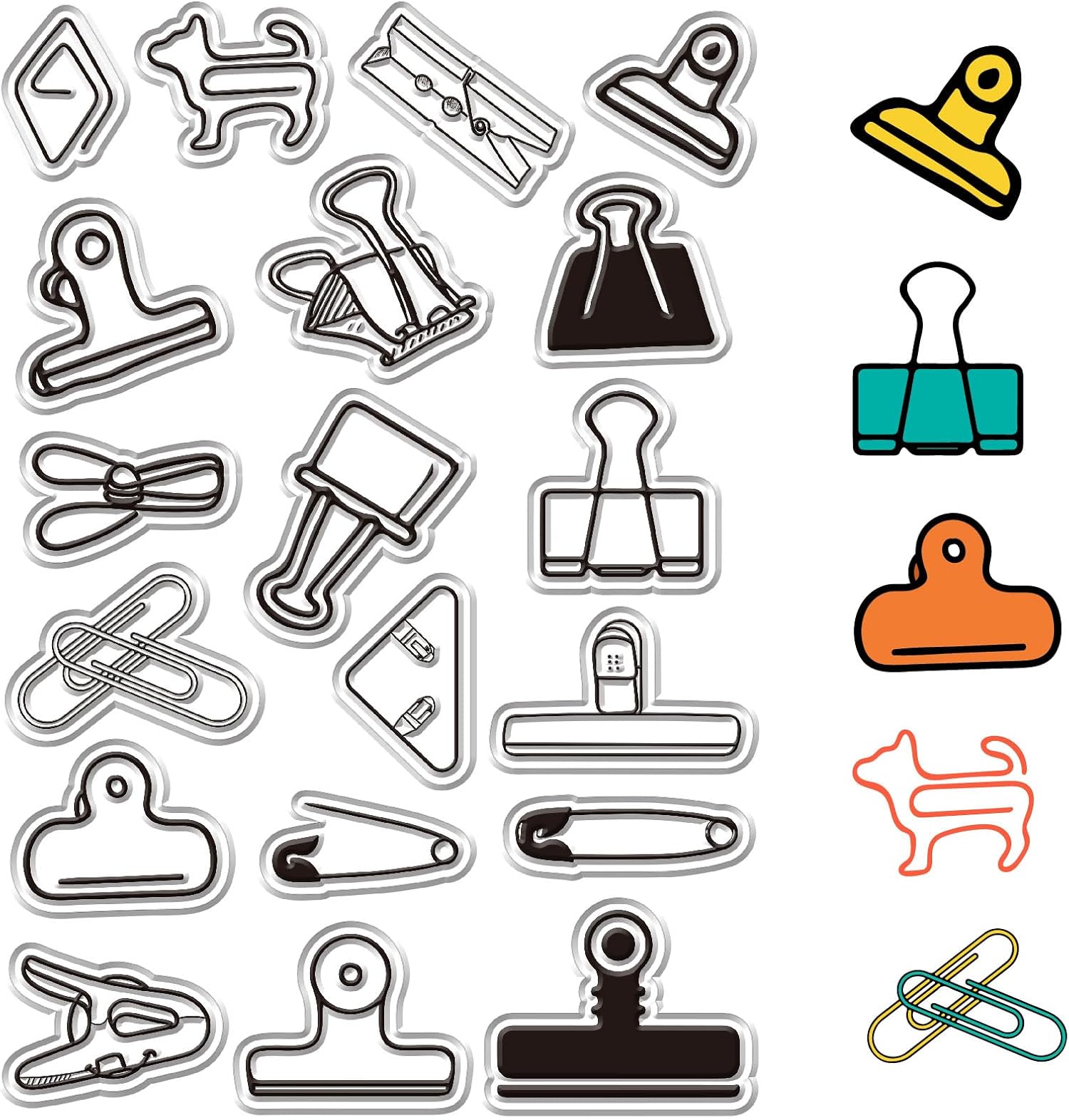 Clamp Clear Paper Clip Pin Binder Clips Retro Transparent Rubber Seals ...