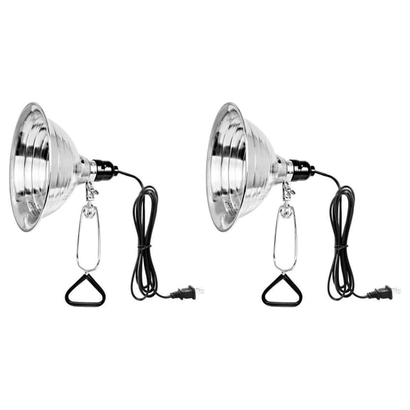 Clamp Lamp Light 150 Watt with 8.5 Inch Aluminum Reflector (no Bulb Included), 6 Feet Cord, 2 Pack, Black, New Version