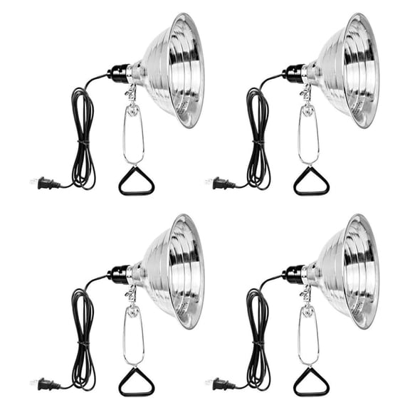 Clamp Lamp Light with 8.5 Inch Adjustable Aluminum Reflector and 6 Feet Cord, up to 150W E26 Socket (no Bulb Included), Silver and Black, 4 Pack
