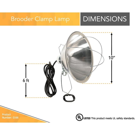 Clamp Lamp with 10 Inch Reflector and Bulb Guard (300 Watt Bulb, 6 Foot Cord)