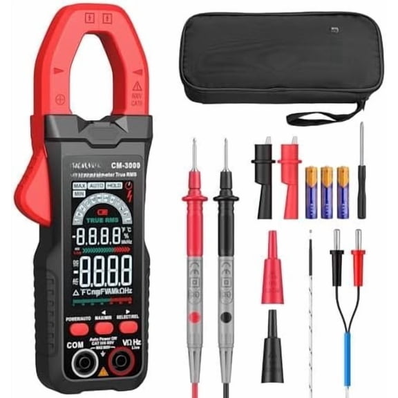 Clamp Meter 6000 Counts Clamp Multimeter 800A AC Current Multimeter Auto Selection Color Screen TRMS ,Capacitance,Continuity,Resistance,NCV,Diode,Frequency for ,Auto,Industrial,HVAC