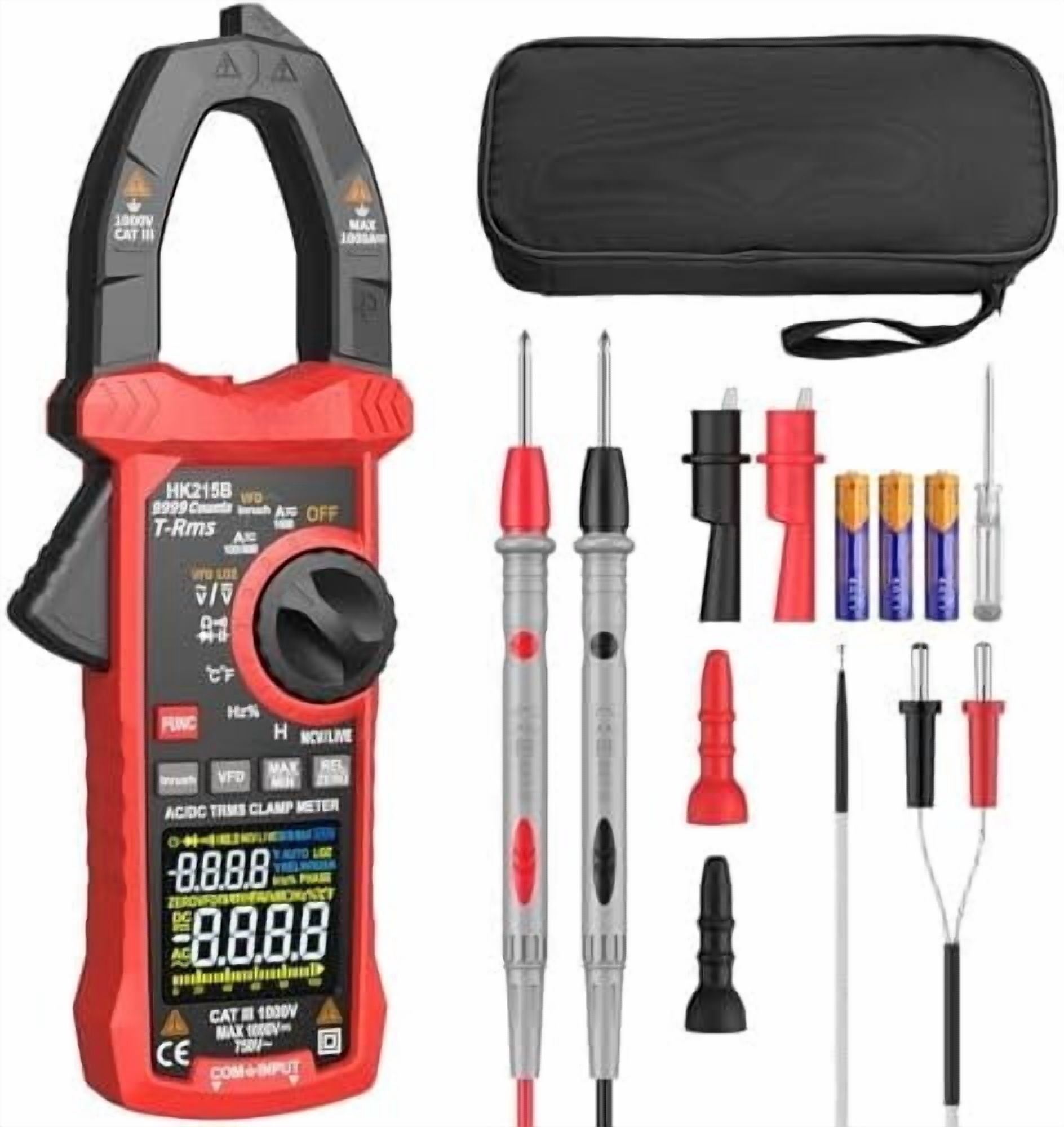 Clamp Meter 9999 Counts 1000A Amp Clamp Multimeter with Inrush VFD LOZ ...