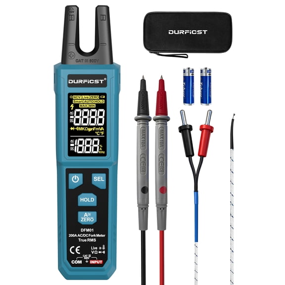 Clamp Meter, DURFICST Digital Auto Ranging Amp Meter TRMS 4000 Counts, Clamp Multimeter with AC/DC Current & Voltage, NCV, Resistance, Capacitance, Frequency, Continuity, Live Wire, Temperature Test