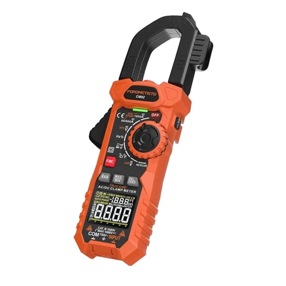 POROMETISTO-CM02 Digital Clamp Meter, 6000 Counts, Smart Measurement,True RMS,  Auto-Ranging Voltmeter, Non-Contact Voltage Detection, Measures AC/DC Volatge Live Wire