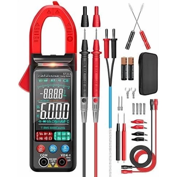Clamp Meter Multimeter Tester Auto Ranging TRMS 6000 Counts  Current  Ohm  Amp Meter Meansures NCV Continuity Diode Resistance Capacitance Null/Fire Wire Electrical Tools