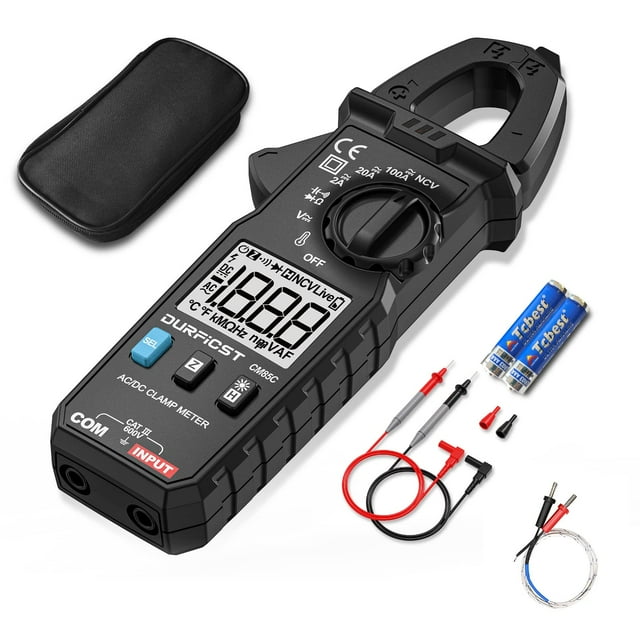 Clamp Meter Multimeter Tester, DURFICST Digital Portable AC DC Clamp ...