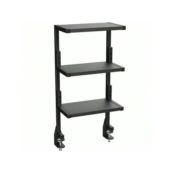 Clamp-On 13 Inch Above Or Below Desk 3-Tier Sheing Unit For Table Accories Gaming Devices And More Storage Tray Desktop Organizer Black STAND-SHELF3C