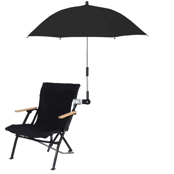 Clamp-On Chair Umbrella, Adjustable 360° Beach Umbrella with 27.1 in Clamp for Folding Chairs, Patio, Camping and Sports Bleachers