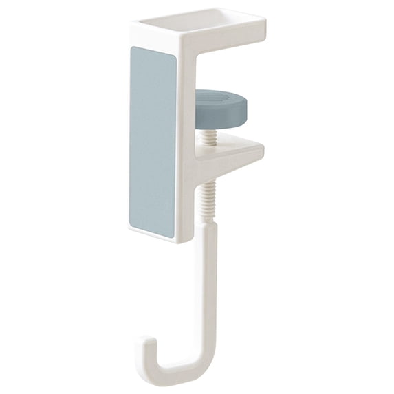 Clamp-On Desk Hook, 6.1X1.97X1.26" Adjustable Purse Hook for desk, Screw Table Side Hanging Hook, No Drill Backpack Hanger, Plastic Headphone Holder, Desk Side Organizer for Headphones Bags Cables