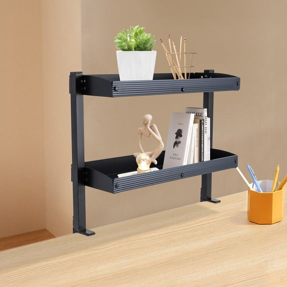 Clamp-On Desk Shelf Organizer - 2 Tier Under Desk Storage with 22 lbs Capacity, Space Saving Laptop Rack for Office & Home