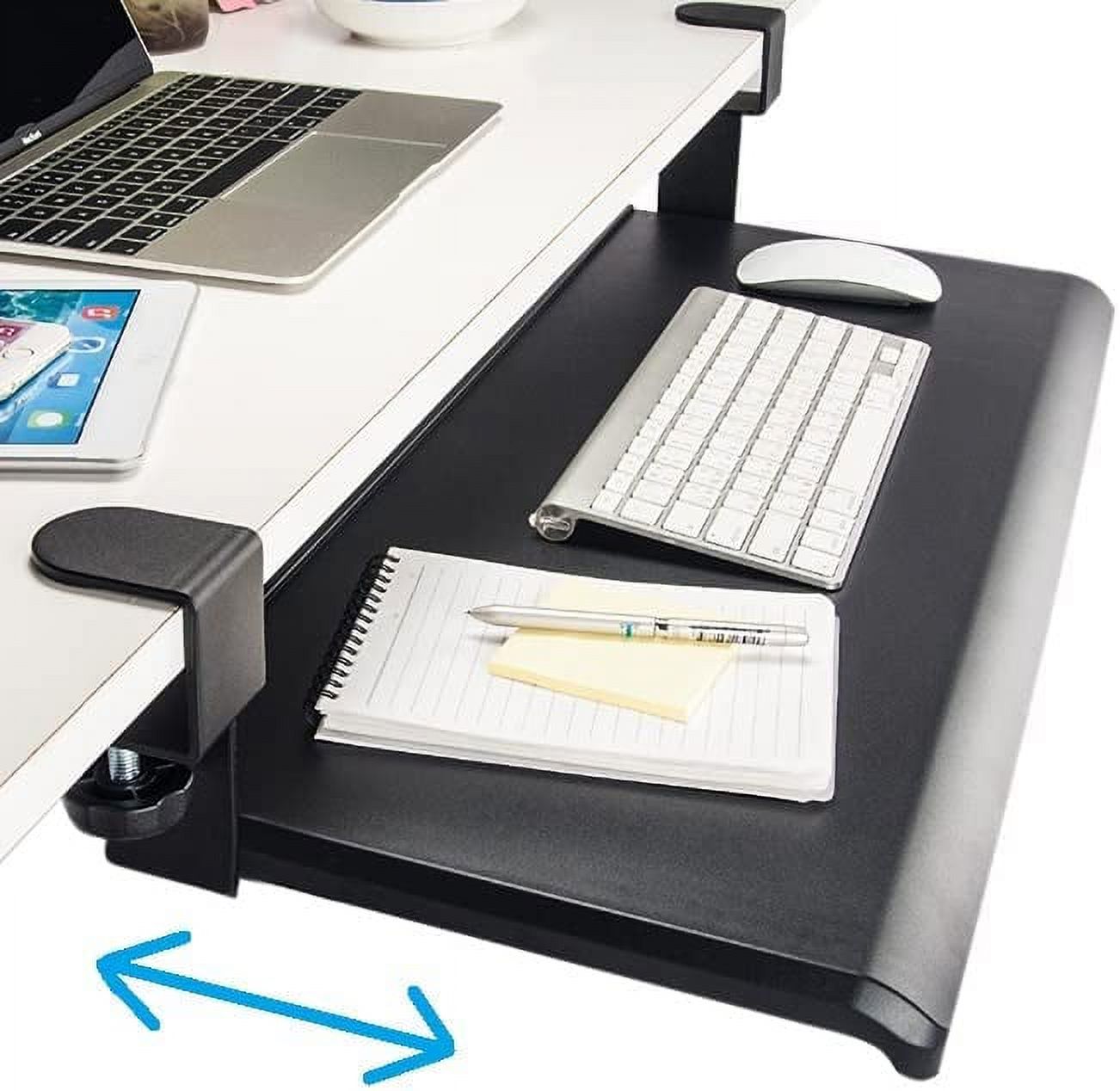 Clamp On Keyboard Tray Under Desk, Pull Out Keyboard Tray, 20Inch, Easy