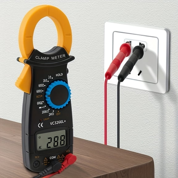 Clamp-On Multimeter Ammeter Set, Including Measuring Pen. 4000 Count, with Buzzer, Measuring Current, Voltage, Capacitance, Resistance, NVC Detection
