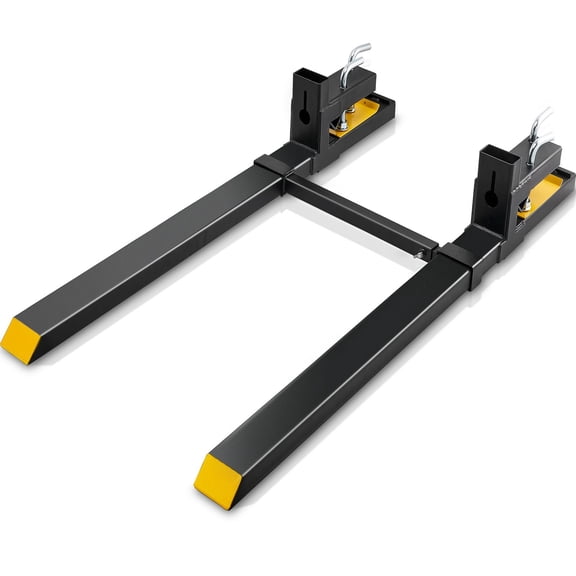 Clamp On Pallet Forks, 4000 lbs Capacity Steel Tractor Bucket Forks with Adjustable Stabilizer Bar, 60 in