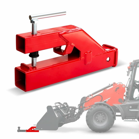 Vijay Clamp-On 2" Trailer Hitch Adapter For Tractor Buckets - Fits John Deere, Bobcat, Forklifts (Orange)