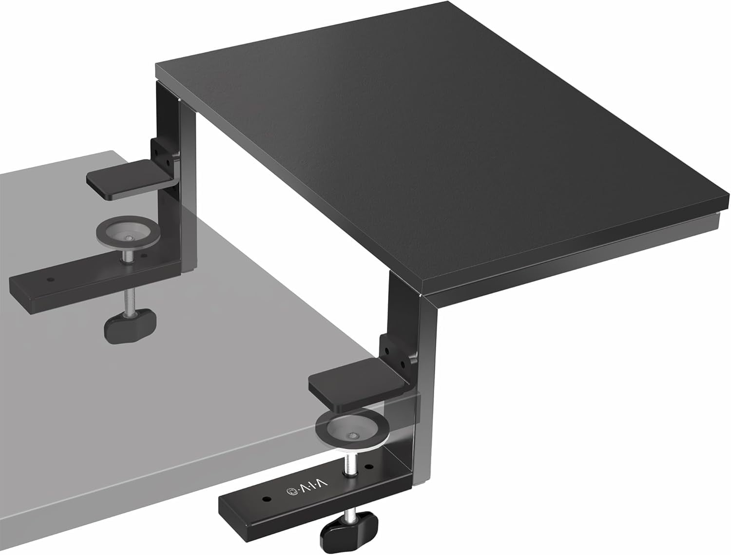 Black Steel 15" Clamp-On Desk Extension Shelf