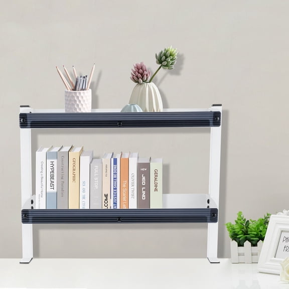 Clamp-on Desk Shelf, Clip-on Desk Shelf, 2-Tier Shelving with Adjustable Storage Tray