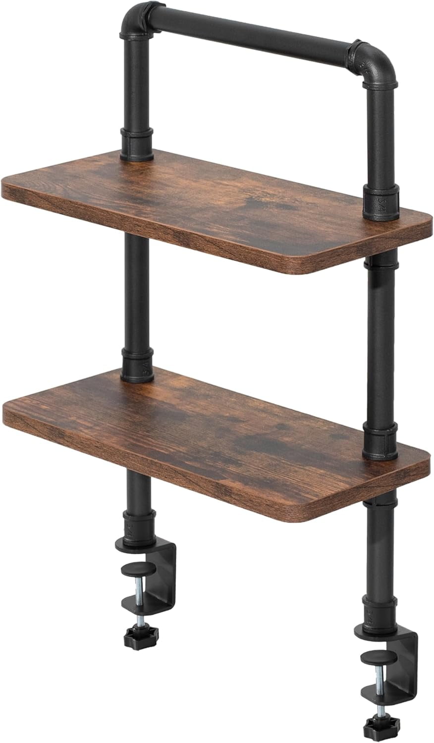 Clamp-on Premium 16 inch Industrial Pipe 2-Tier Tabletop Shelving ...