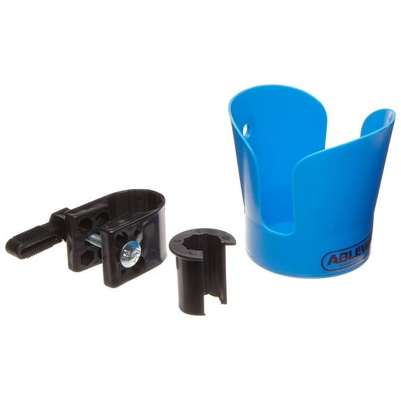 Clamp-on wheelchair cup holder