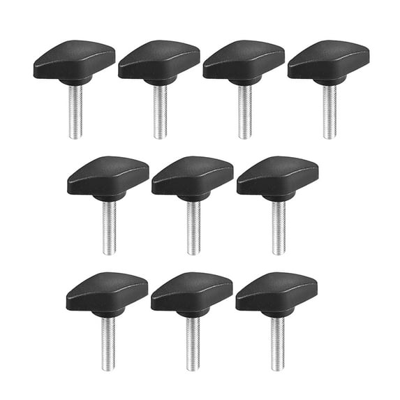 Clamping Handle Screw Knobs Handle M6 x 30mm Threaded T-Shape 10 pcs