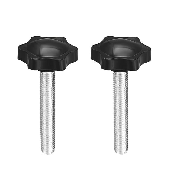 Uxcell 0.31''x2.36'' Clamping Handle Screw Knobs Handle Star Knob  Male Thread Metal Silver Tone 2pcs