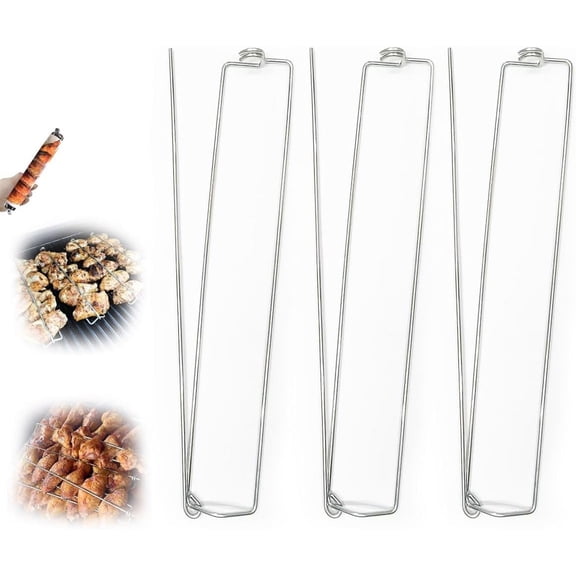 Clamping Wing Rails for Grilling Chicken Wings,Wing Rails for Grilling Chicken Wings,3pcs Metal Chicken Wing BBQ Fork Wing Rails for Grilling,Outdoor Picnic Camping BBQ Barbecue Accessories (3pcs)
