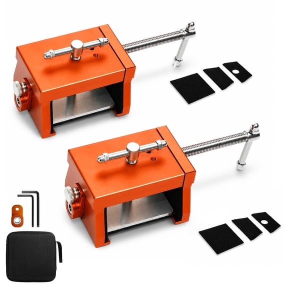 Clamps 2 Pack, Cabinet Clamps for Installing Cabinets, Aluminum Cabinet Installation Tools with Integrated Drill Guide & EVA Pads, Adjustable 2.24"-4.41" for Cabinetry Woodworking