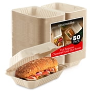 Clamshell Take Out Food Containers 9" x 6 50 Pack 1-Compartment, Disposable To Go Container, Togo Boxes With Lids, Trays for Lunch, Dinner, Meal-Prep