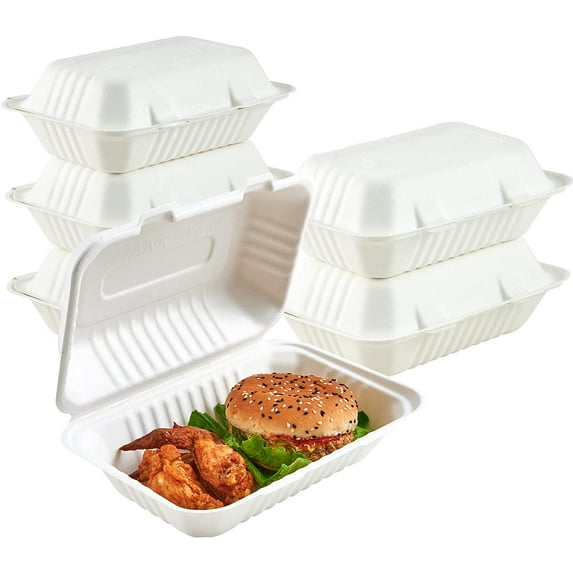 Clamshell Take Out Food Containers, 9 * 6 inch 75-Pack Disposable To Go Containers, To Go Boxes for Food Salad