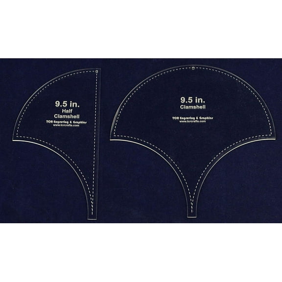 Clamshell Templates. 2 Piece Set 9.5" -Full & Half - Clear Acrylic 1/8"