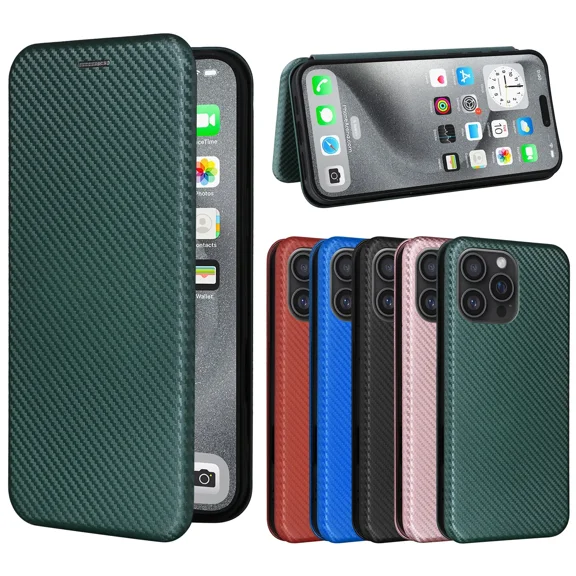 Clamshell phone case is suitable for VIVO Y28 4G leather clamshell case with card holder bracket magnetic carbon fiber full protection phone holster.