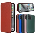 thumbnail image 1 of Clamshell phone case is suitable for Google Pixel 4 XL leather clamshell case with card holder bracket magnetic carbon fiber full protection phone holster., 1 of 5
