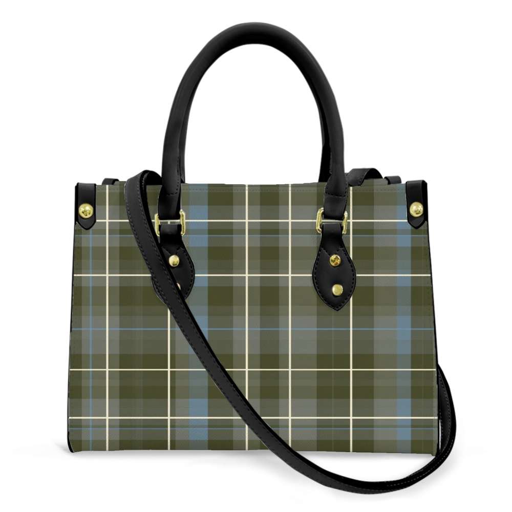 MacMillan Old Weathered Tartan Crest Leather Handbag