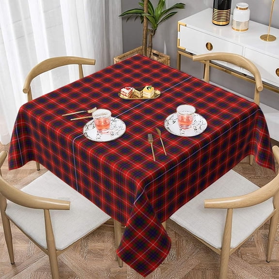 Clan Fraser Tartan Plaid 100% Polyester Fiber Square Tablecloth Anti Pilling Tablecloth Decoration 52"X52"
