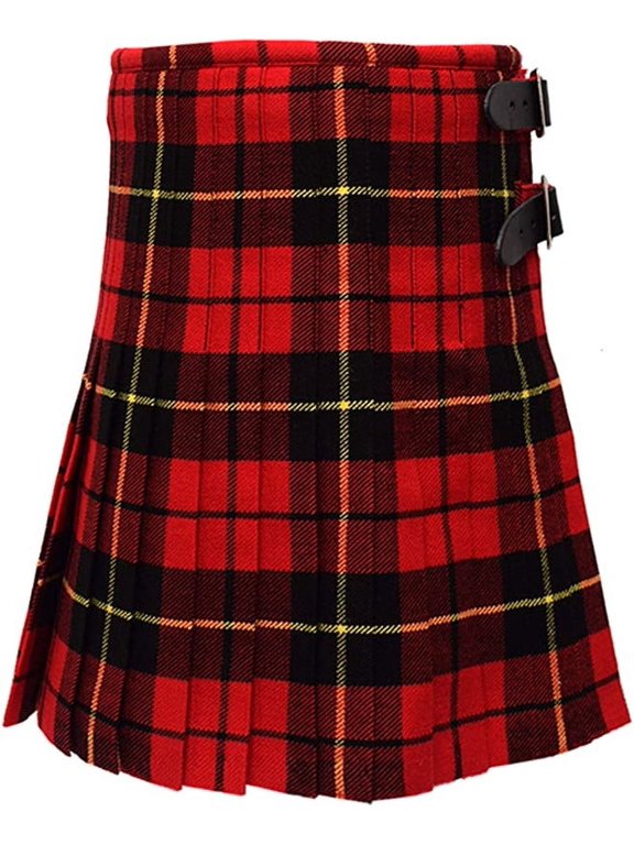 Clan Wallace Red Tartan Kilt for Kids, 100% Acrylic Tartan Kilt of Childrens, Boys and Girls. - 21"-24" W X 9" L 2-3 Years