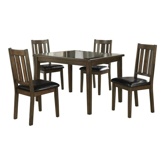 Clancy 5-Piece Rectangular Dark Brown Wood Top Dining Room Set