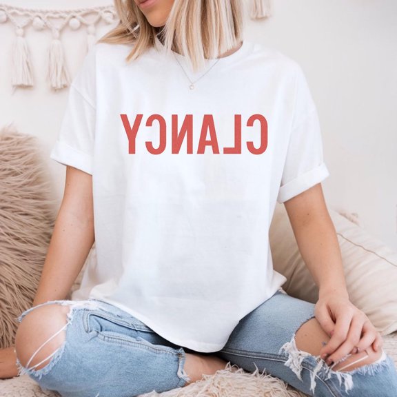 Clancy Minimalist Reverse Text Shirt Bold Graphic Streetwear Tee